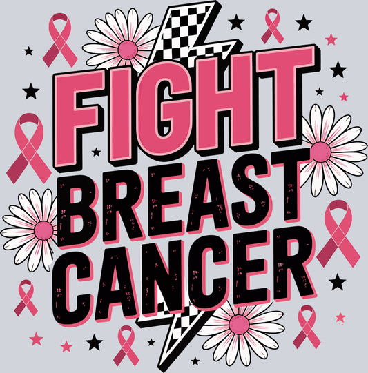 DTF Transfer Breast Cancer - Fight Breast Cancer Retro