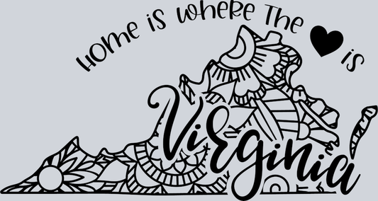 DTF Transfer Virginia - Home is where the Heart is