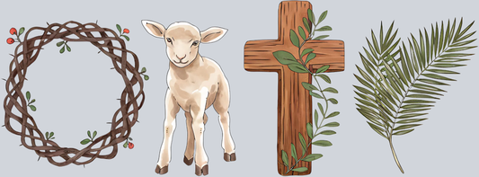 DTF Transfer Easter - Crown of Thorns Lamb Cross Palms