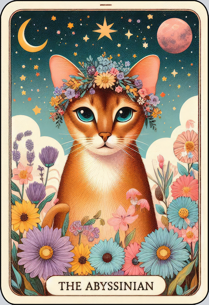 DTF Transfer Cats - Tarot Card Abyssinian