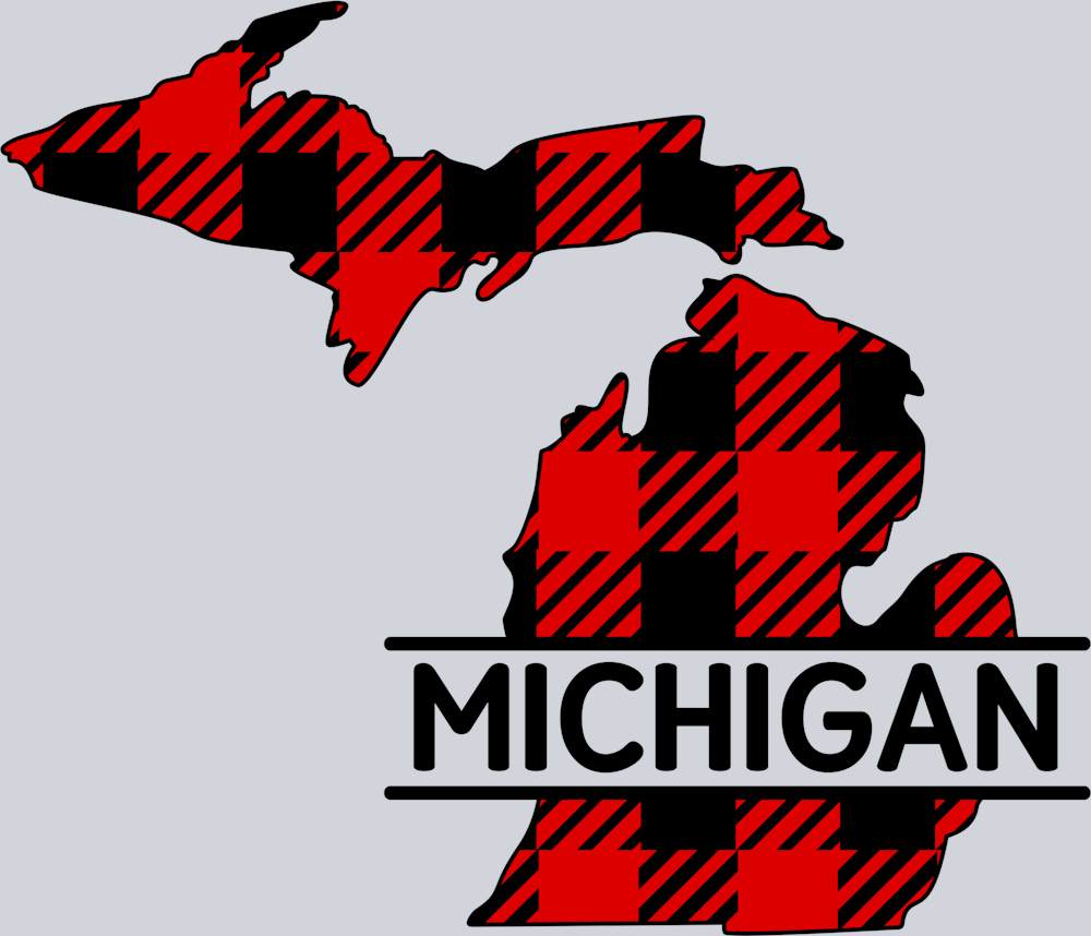 DTF Transfer Michigan - Buffalo Plaid Red