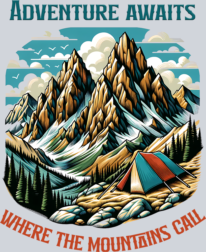 DTF Transfer Camping - Adventure Awaits where the Mountains Call