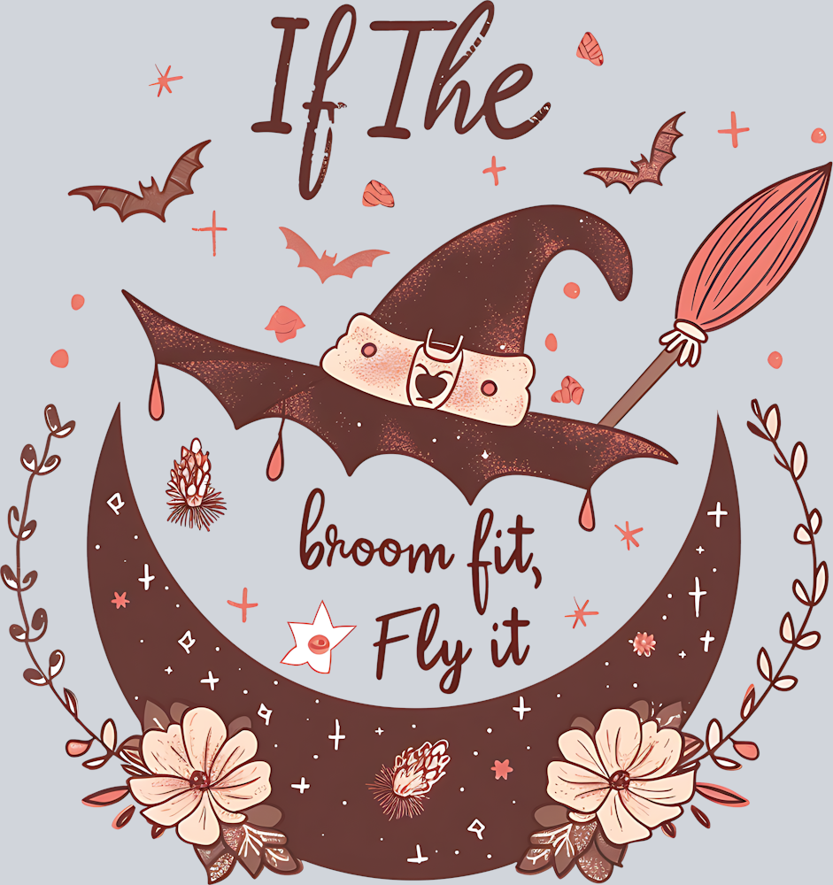DTF Transfer Halloween - If the Broom fit, Fly it
