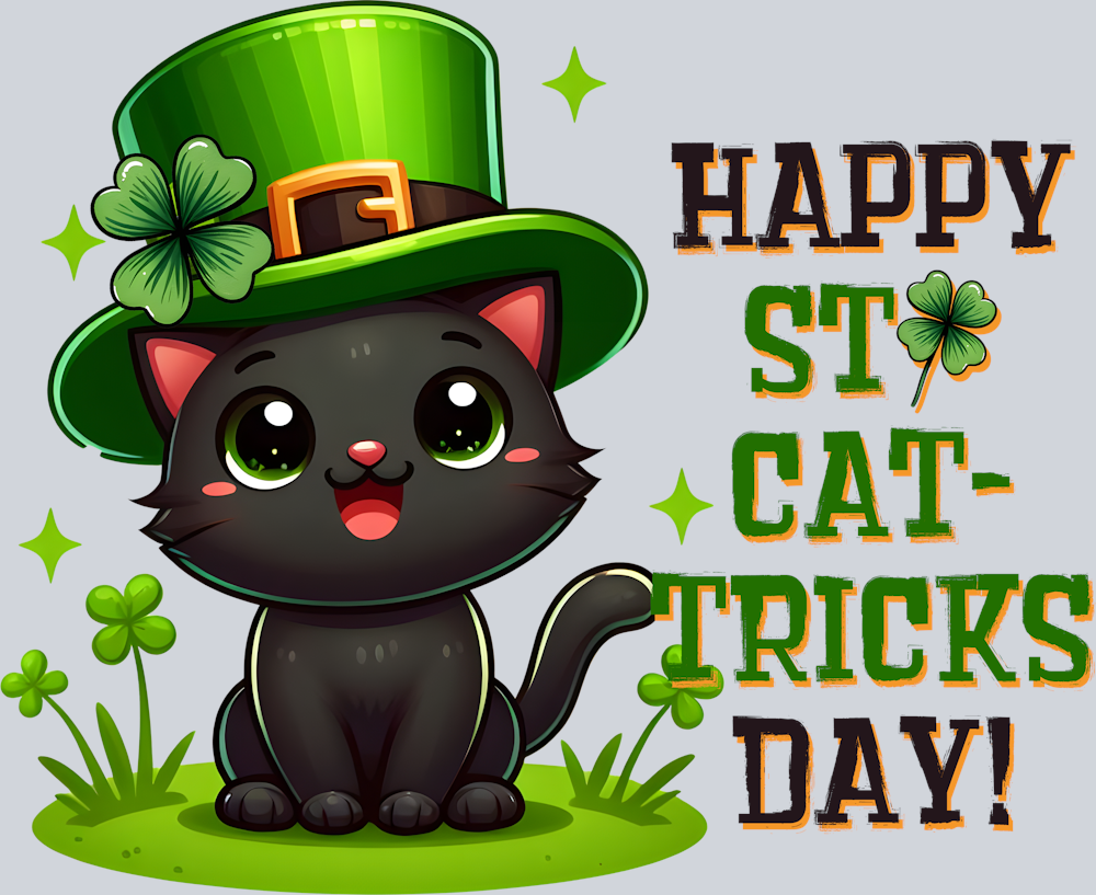 DTF Transfer St. Patrick's Day - Happy St Cat-tricks Day
