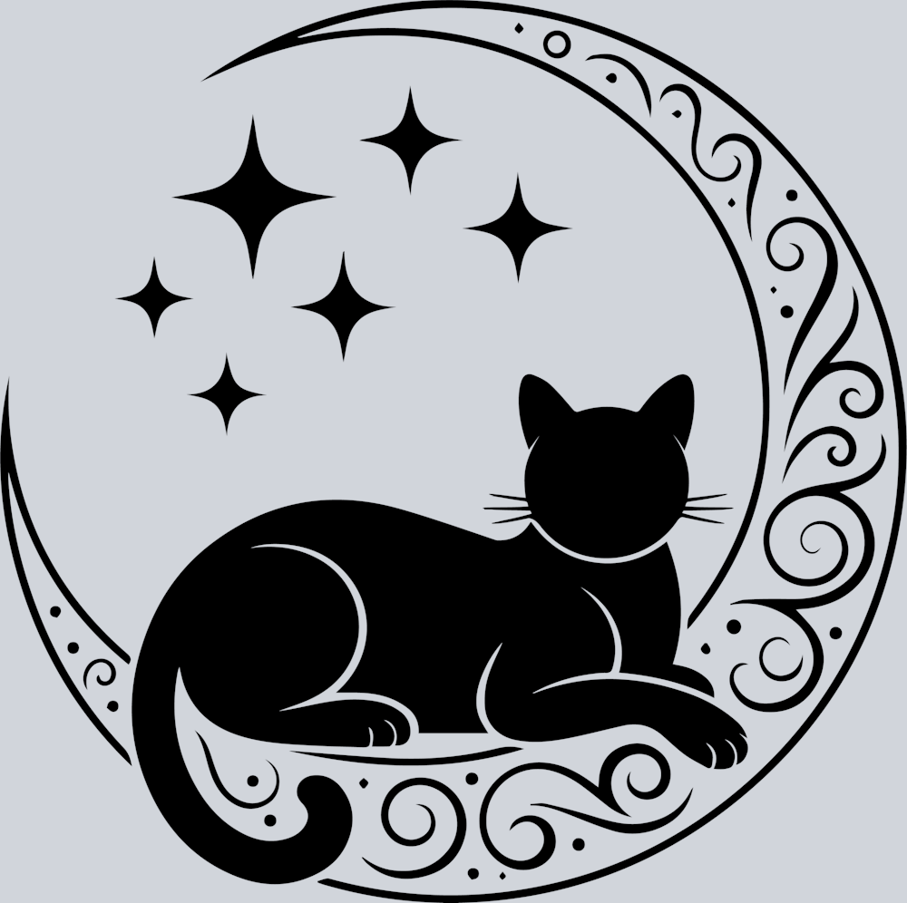 DTF Transfer Cats - Cat sleeping on moon with stars
