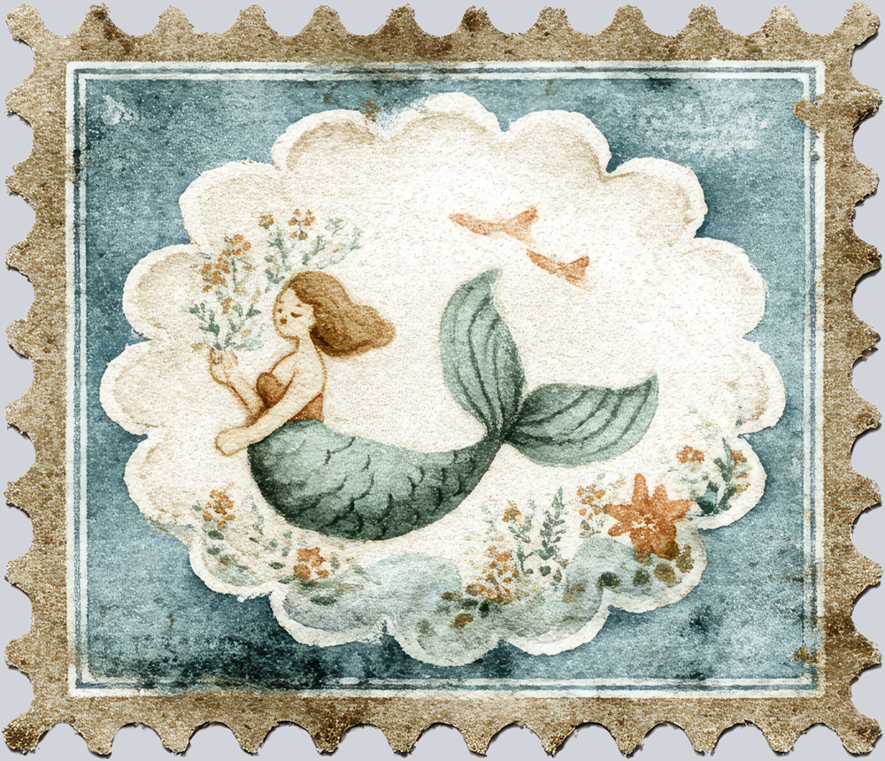 DTF Transfer High Seas - Postage Mermaid Flowers
