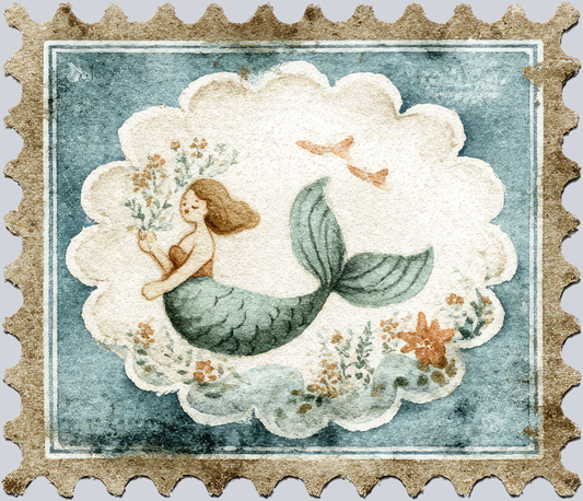 DTF Transfer High Seas - Postage Mermaid Flowers