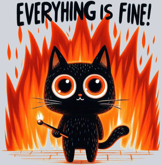 DTF Transfer Cats - Everything is Fine Large Fire
