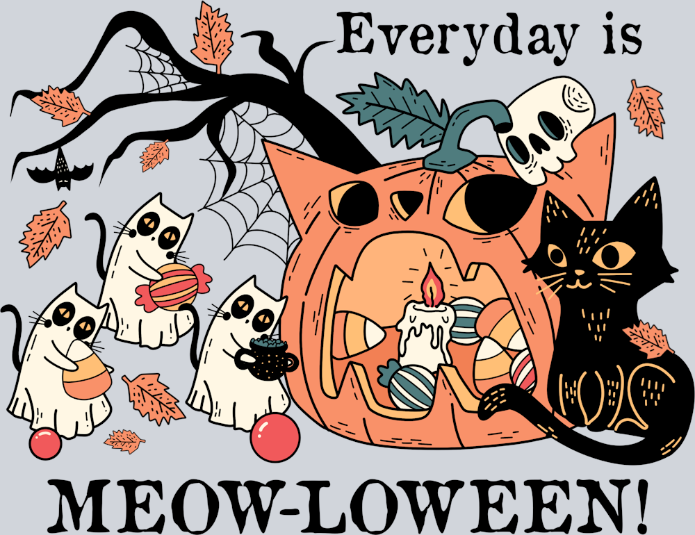 DTF Transfer Halloween - Everyday is Meow-loween