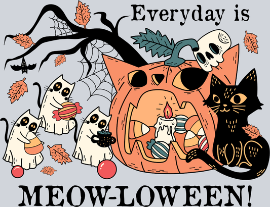 DTF Transfer Halloween - Everyday is Meow-loween