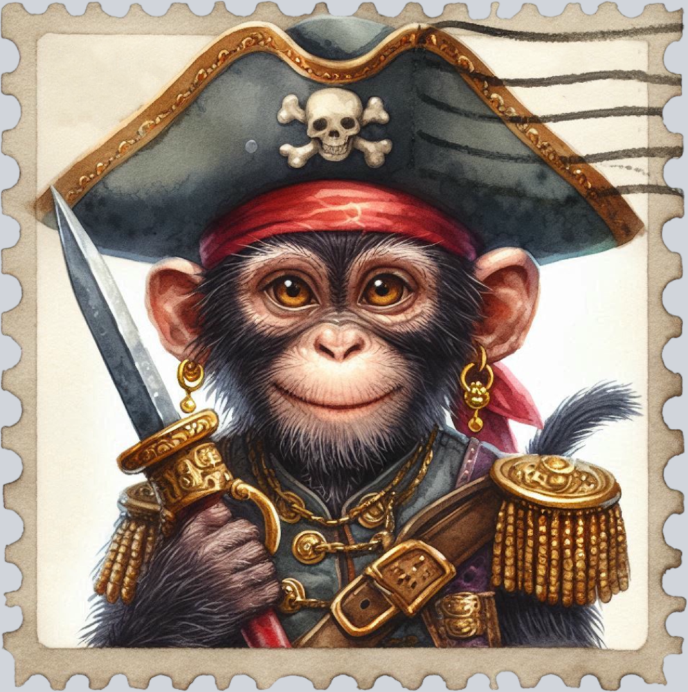 DTF Transfer High Seas - Postage Monkey with Knife
