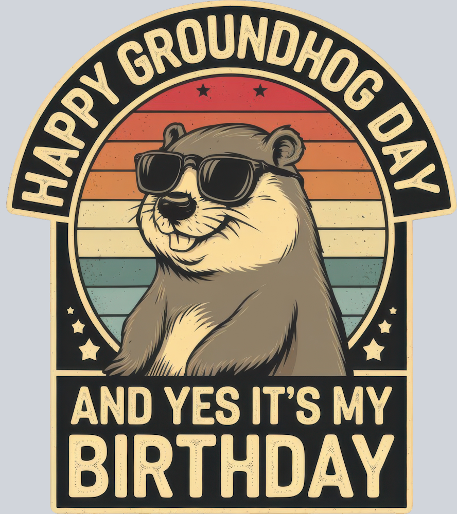 DTF Transfer Groundhog Day - Happy Groundhog Day and Yes It's My Birthday