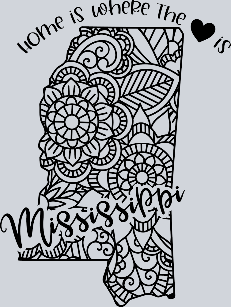 DTF Transfer Mississippi - Home is where the Heart is