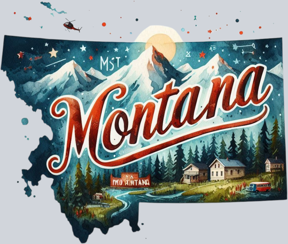 DTF Transfer Montana - Retro Map
