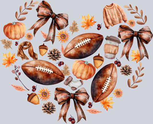 DTF Transfer Football - Heart Fall Football