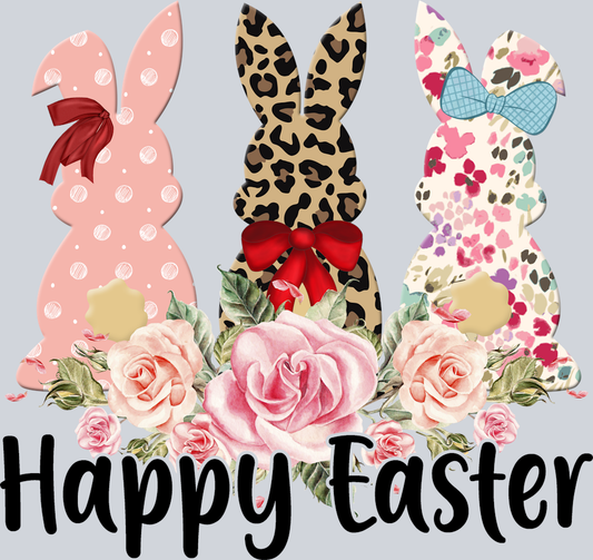 DTF Transfer Easter - Happy Easter Three Bunnies
