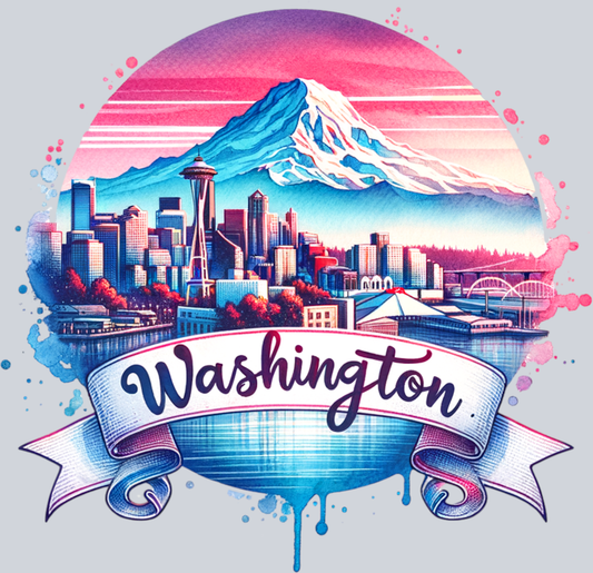 DTF Transfer Washington - Retro Travel