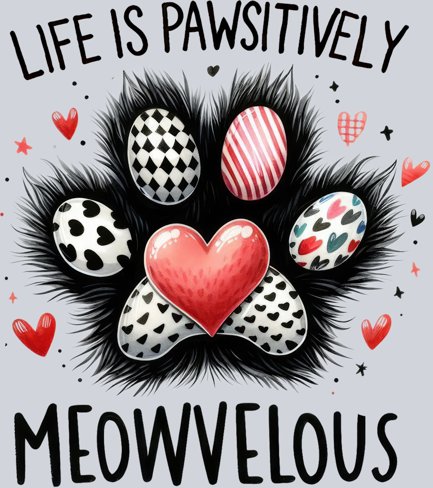 DTF Transfer Cats - Life is Pawsitively Meowvelous