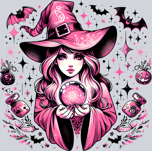 DTF Transfer Halloween - The Pink Witchy