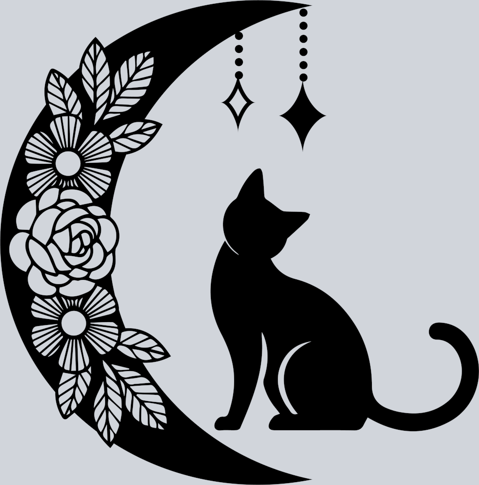 DTF Transfer Cats - Cute Cat Rose Moon and Star Ornaments