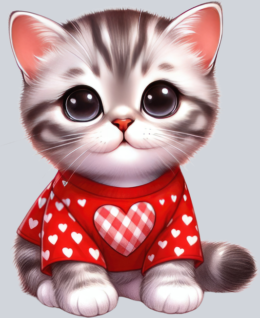 DTF Transfer Valentines - Cat Heart