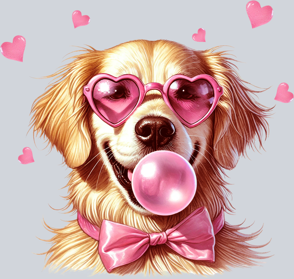 DTF Transfer Valentines - Dog Blowing Bubbles