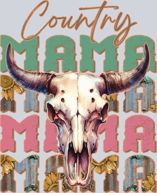 DTF Transfer Western - Country Mama Cow Skull