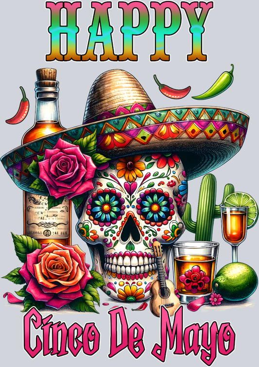 DTF Transfer Cinco de Mayo - Happy Cinco de Mayo Skull
