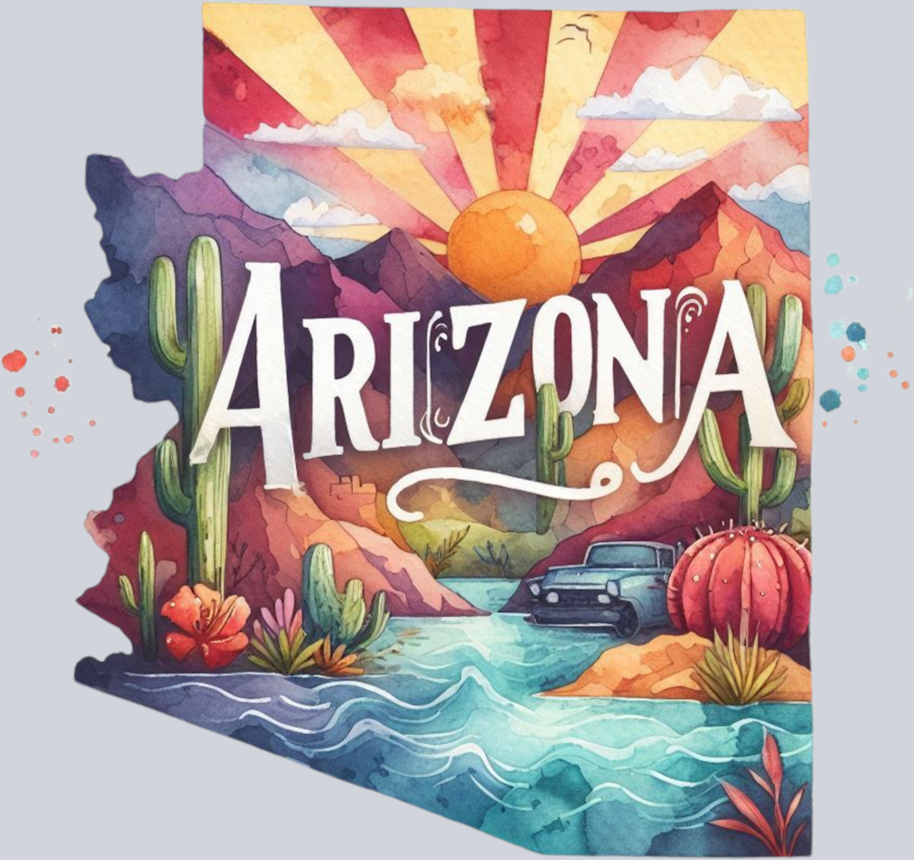 DTF Transfer Arizona - Retro Map