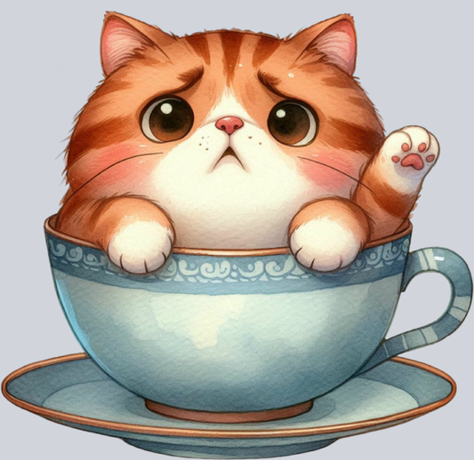 DTF Transfer Cats - Cat in a Cup