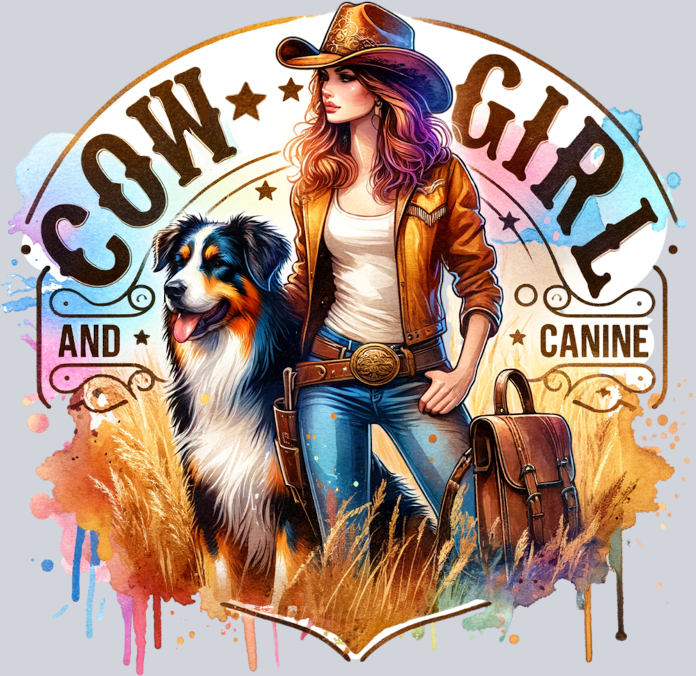 DTF Transfer Western - Cowgirl and Canine