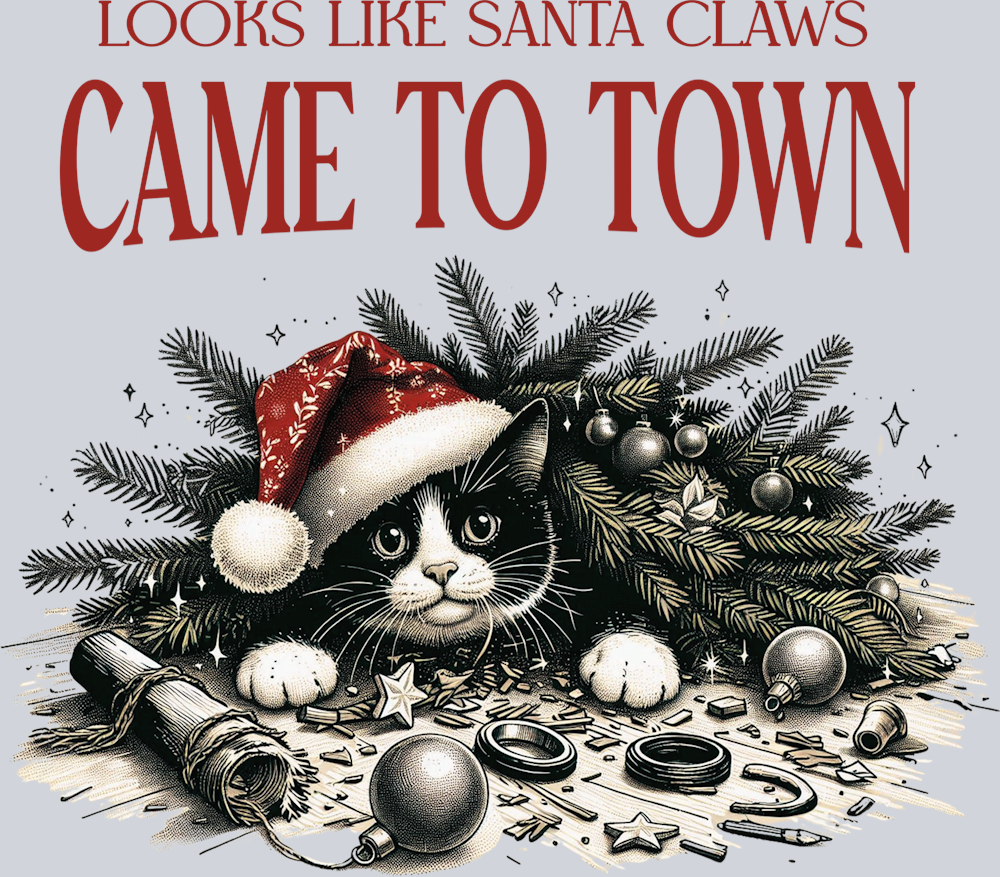 DTF Transfer Christmas - Looks like Santa Claws Came to Town