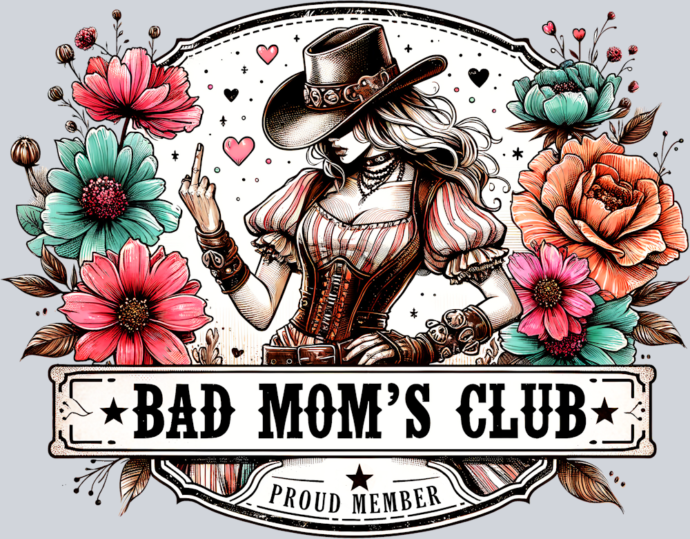 DTF Transfer Western - Bad Mom's Club Proud Member