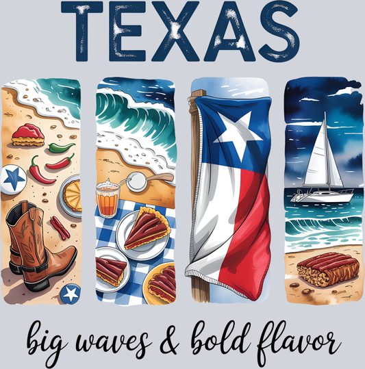 DTF Transfer Texas - Big Waves & Bold Flavor