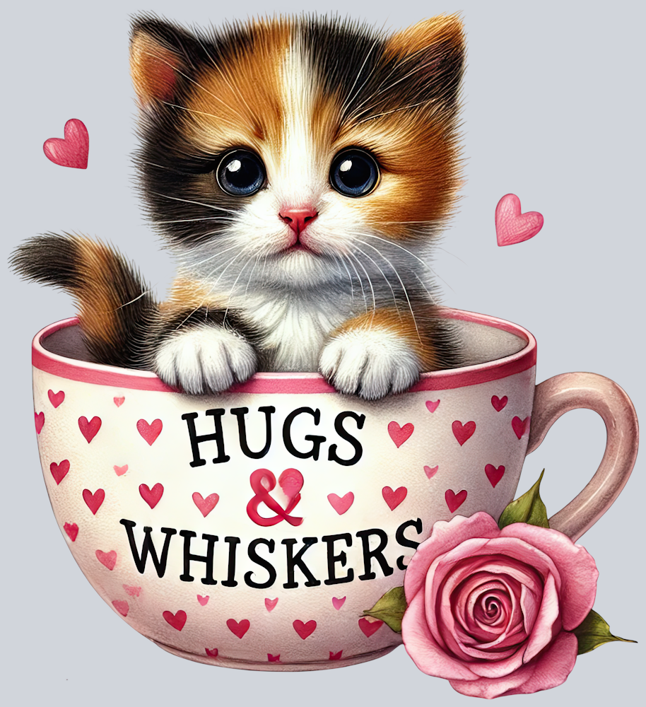DTF Transfer Valentines - Hugs & Whiskers Kitten