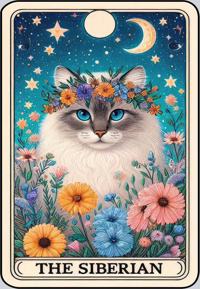 DTF Transfer Cats - Tarot Card Siberian