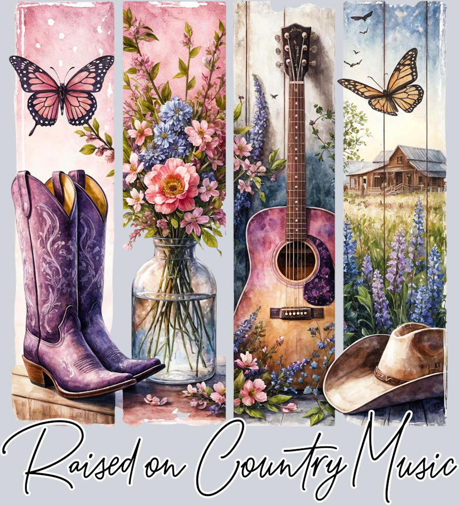 DTF Transfer Western - Raised on Country Music