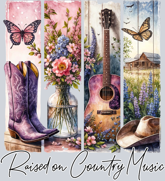 DTF Transfer Western - Raised on Country Music