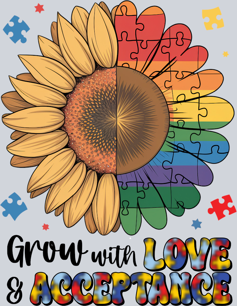 DTF Transfer Autism - Grow with Love & Acceptance
