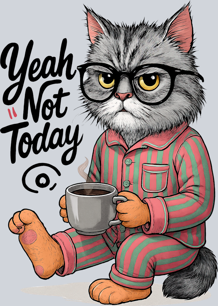 DTF Transfer Cats - Yeah Not Today