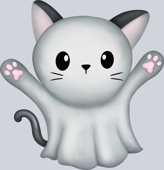 DTF Transfer Halloween  - Ghost Cat