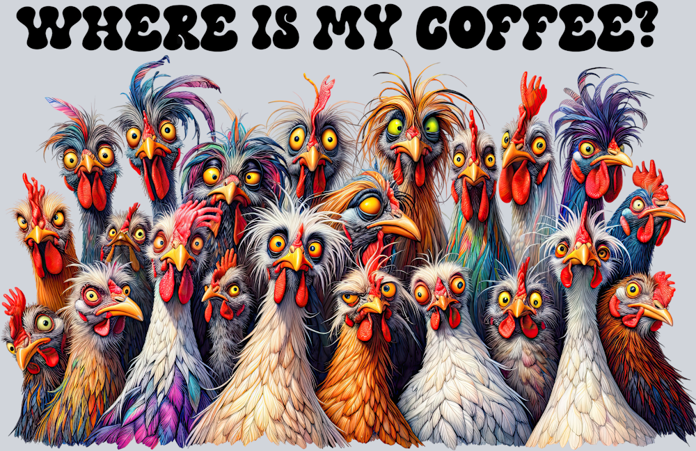 DTF Transfer Fowl - Where is my Coffee