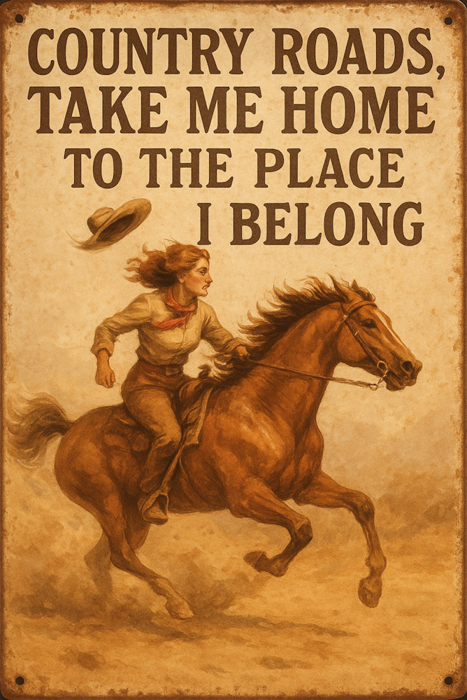 DTF Transfer Western - Country Roads Take me Home