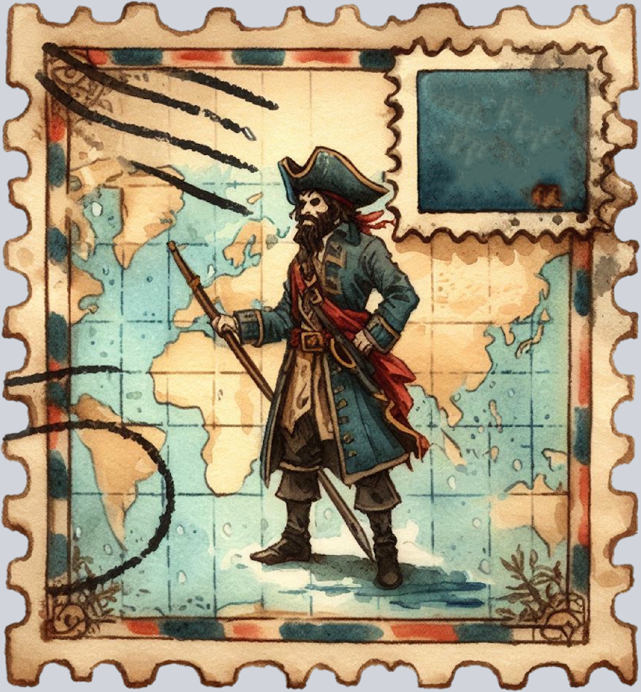 DTF Transfer High Seas - Postage Map Pirate