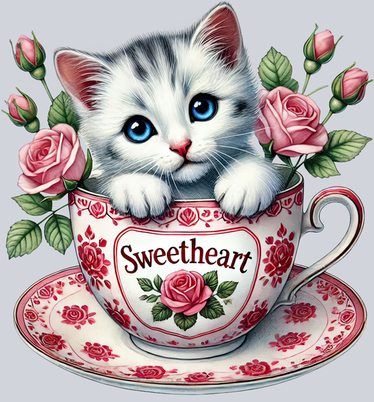 DTF Transfer Valentines - Sweetheart Kitten