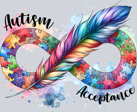 DTF Transfer Autism - Autism Acceptance Feather