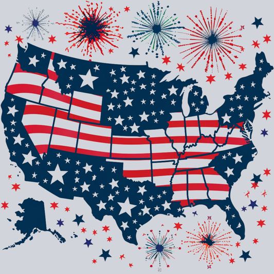 DTF Transfer USA - Flag Map