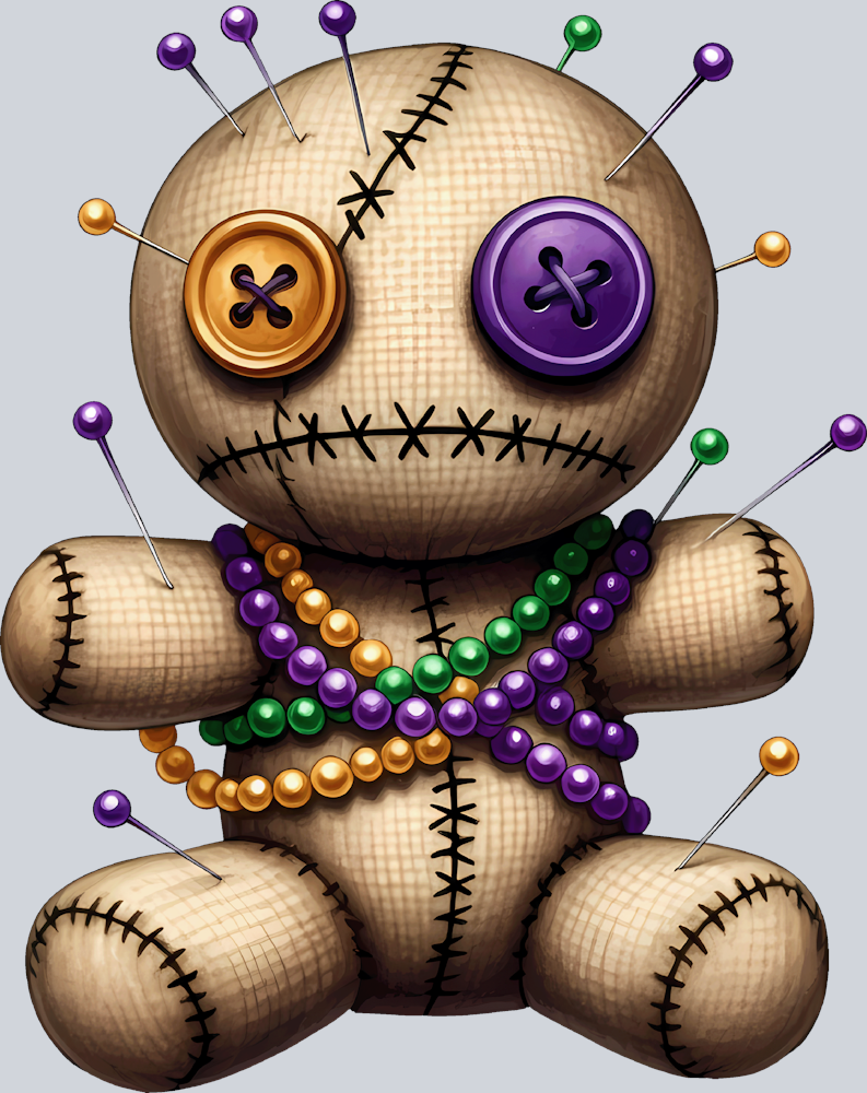 DTF Transfer Mardi Gras - Voodoo Doll Pinned