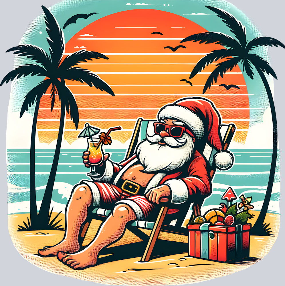 DTF Transfer Christmas - Beach Santa