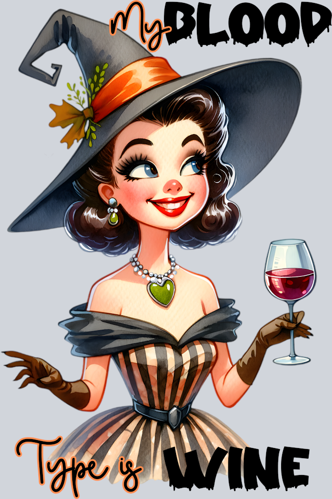 DTF Transfer Halloween - My Blood Type is Wine